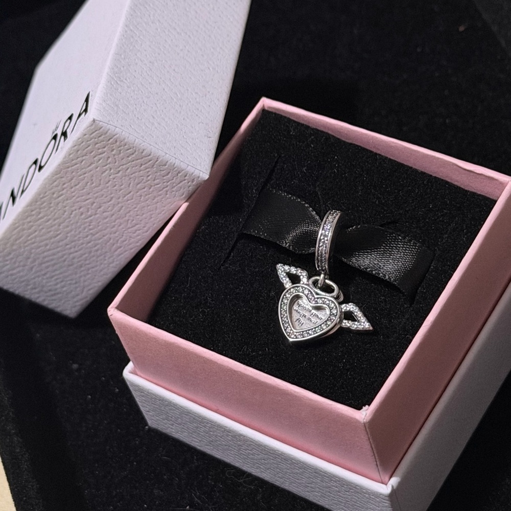 Heart & Angel Wings Dangle Charm